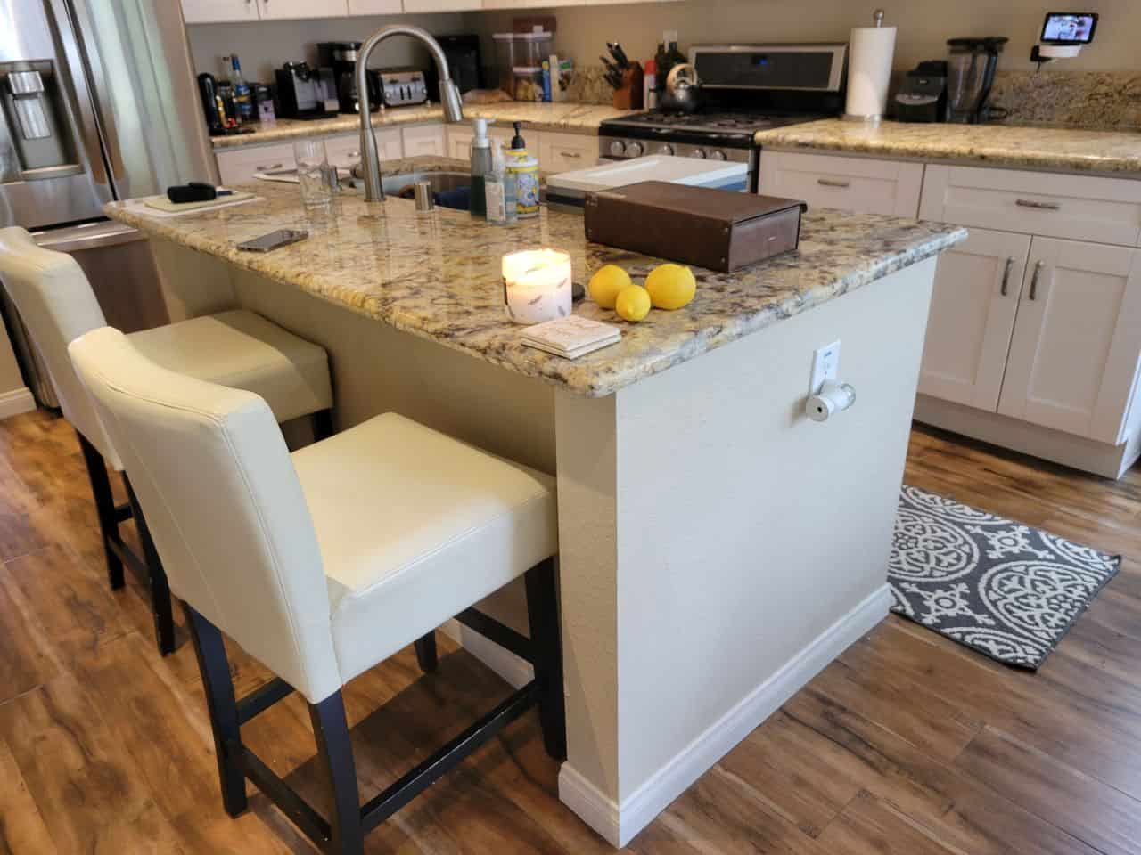 island with a marble countertop