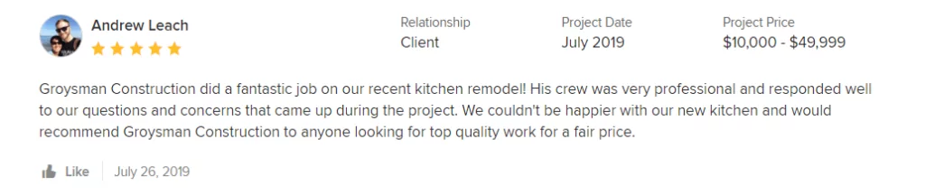 REVIEWS | Groysman Construction Remodeling | 2