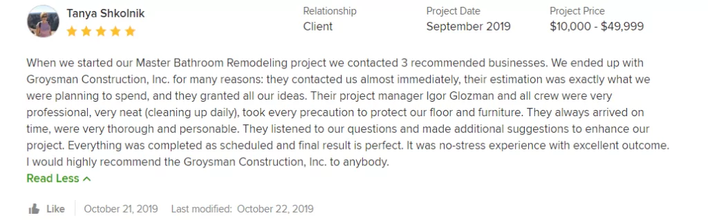 REVIEWS | Groysman Construction Remodeling | 3
