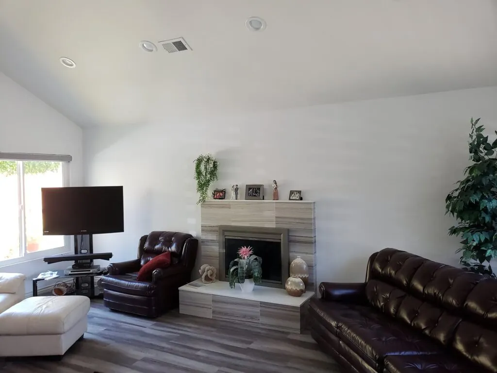 New living room with dark furniture