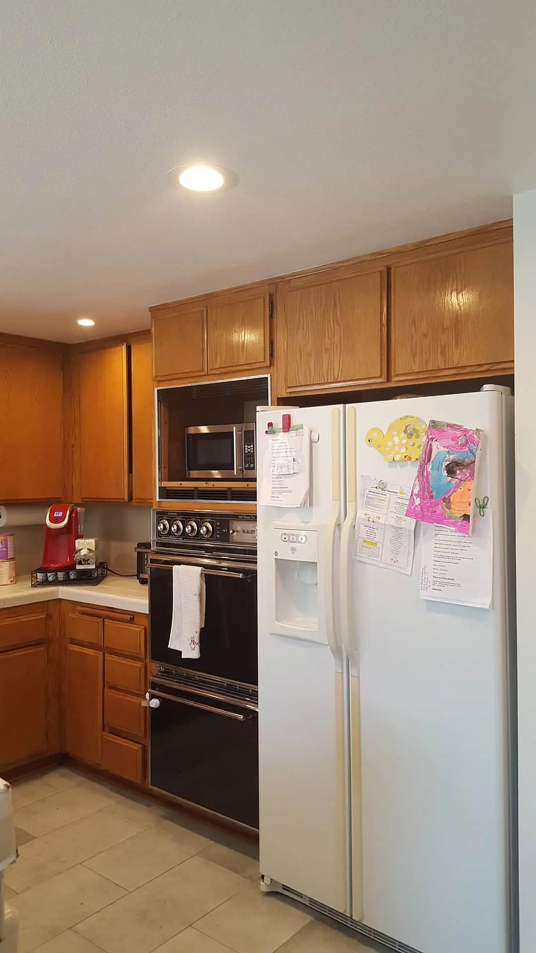 white fridge in kitchen