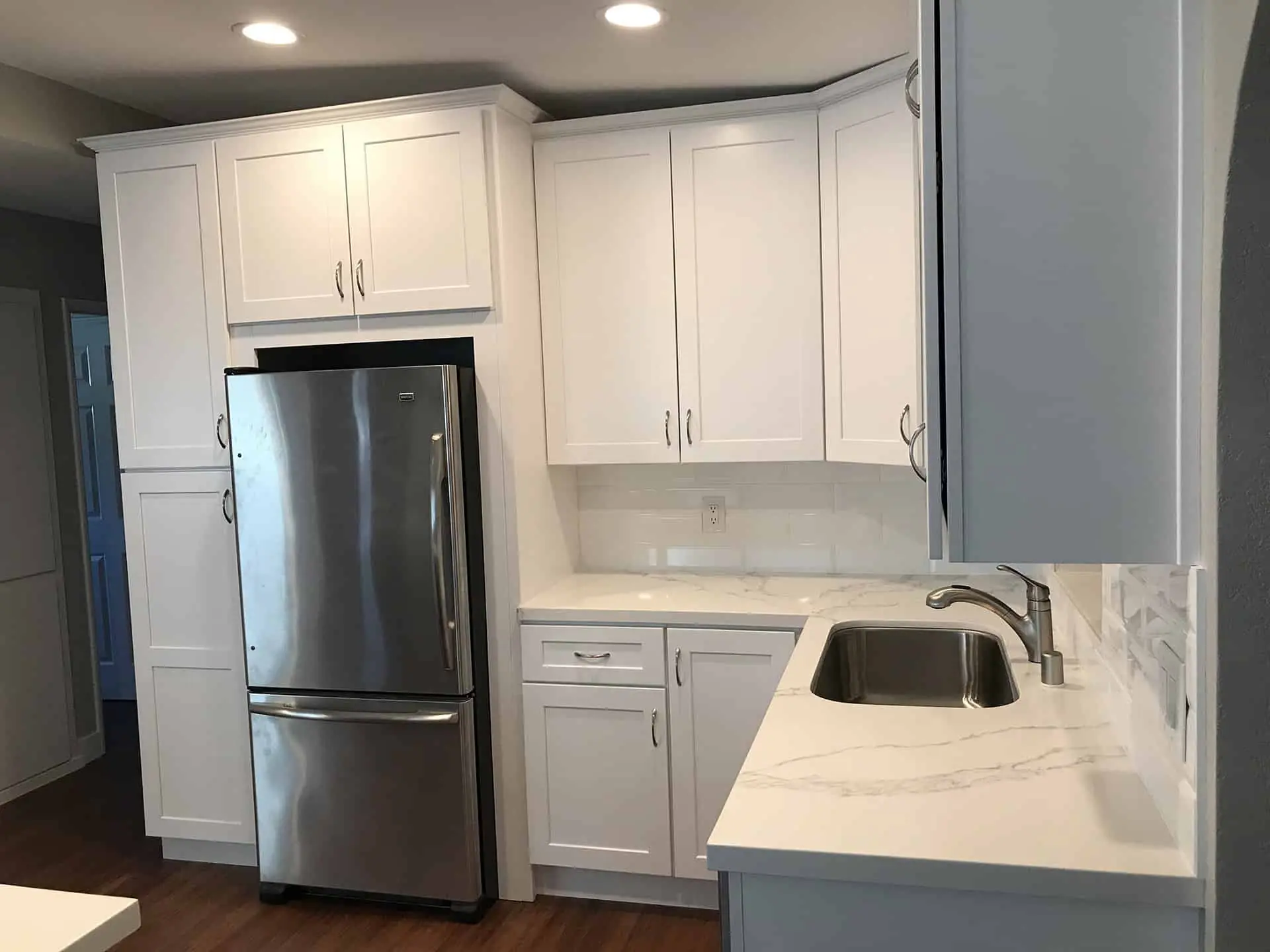 built-in grey refrigerator