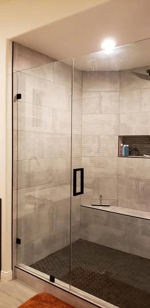 shower with black accents