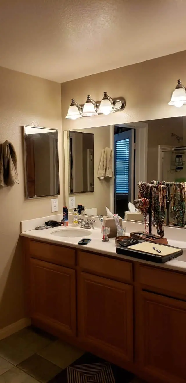 large mirror above the sink