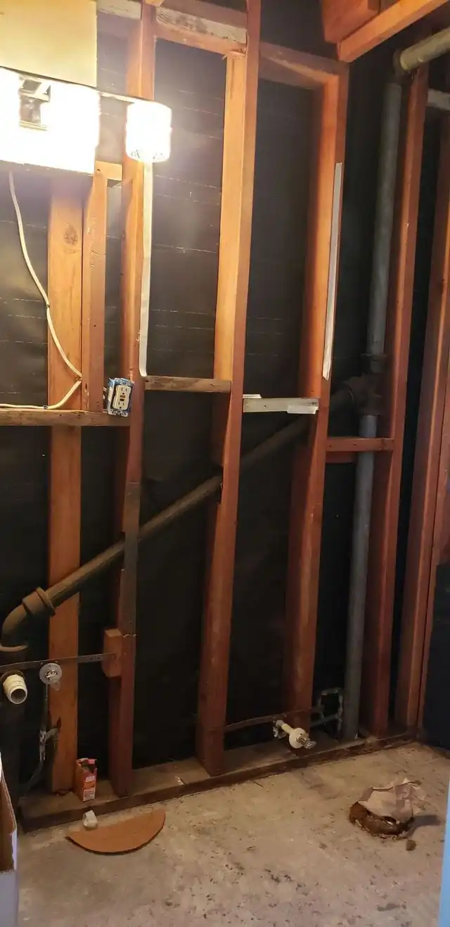 wooden frame in the bathroom