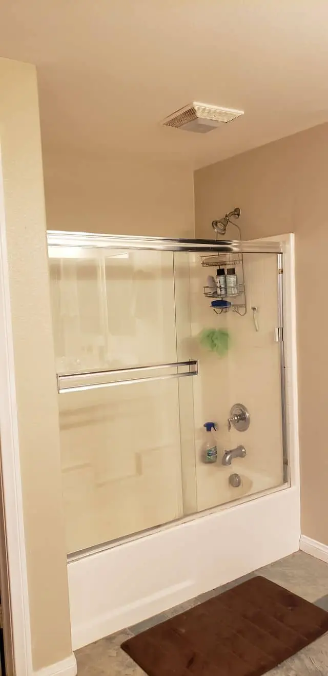 white shower with silver details