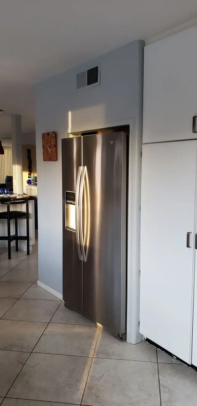 built-in silver refrigerator