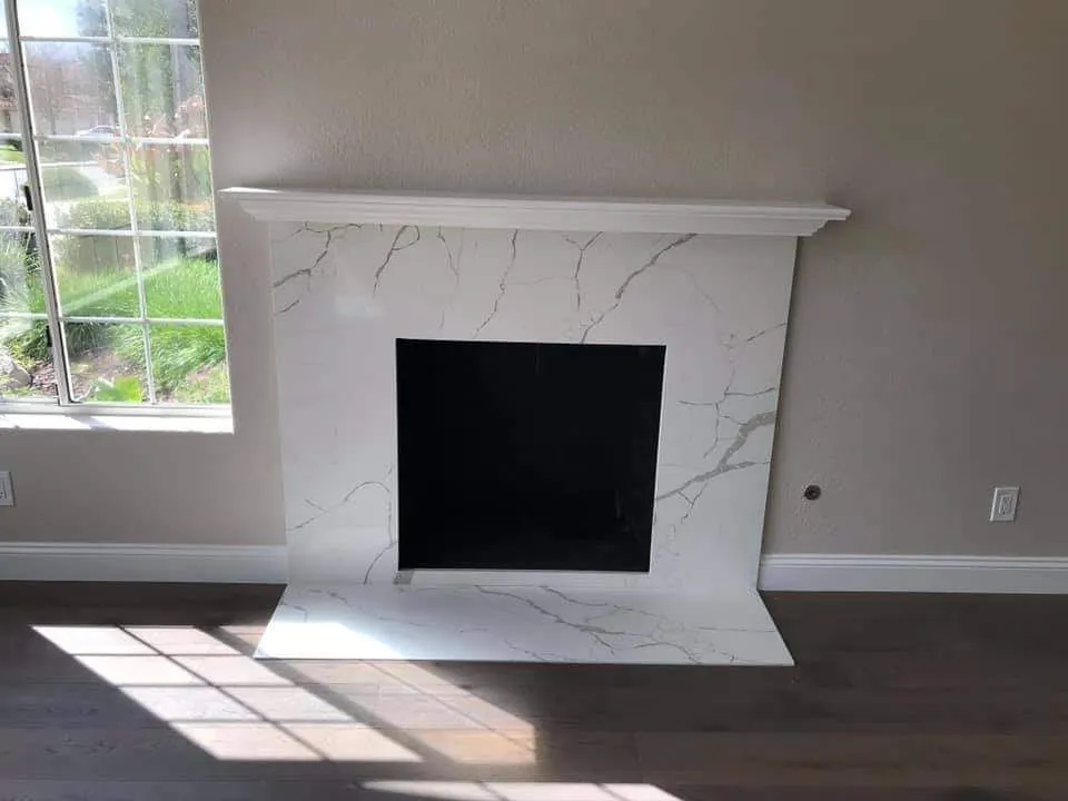 white marble fireplace