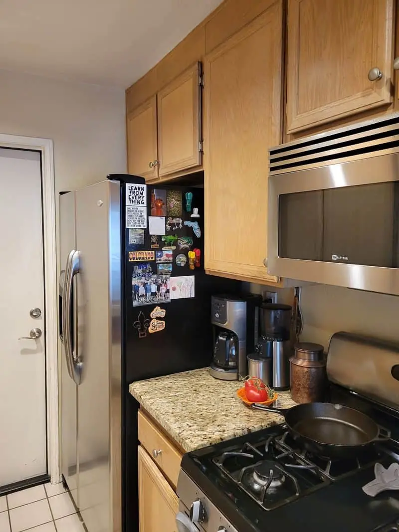 refrigerator near the door