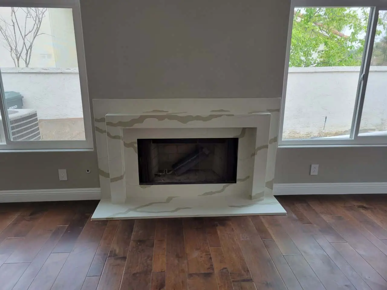 a marble fireplace