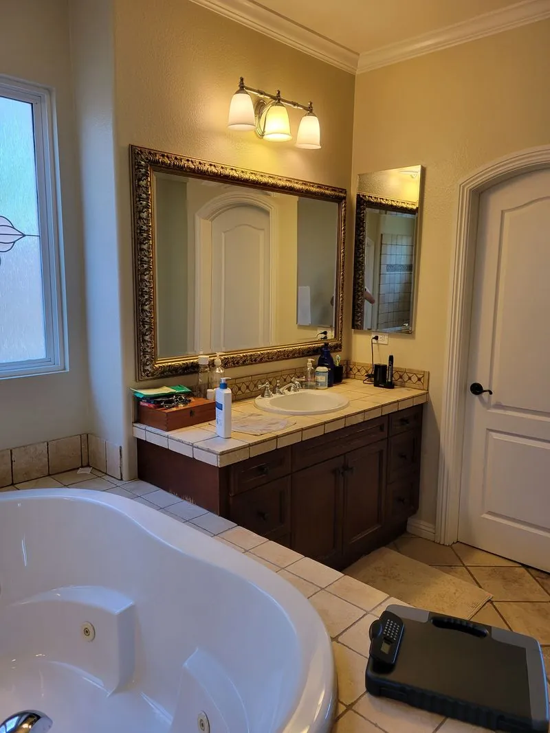 lighting above the mirror in the bathroom