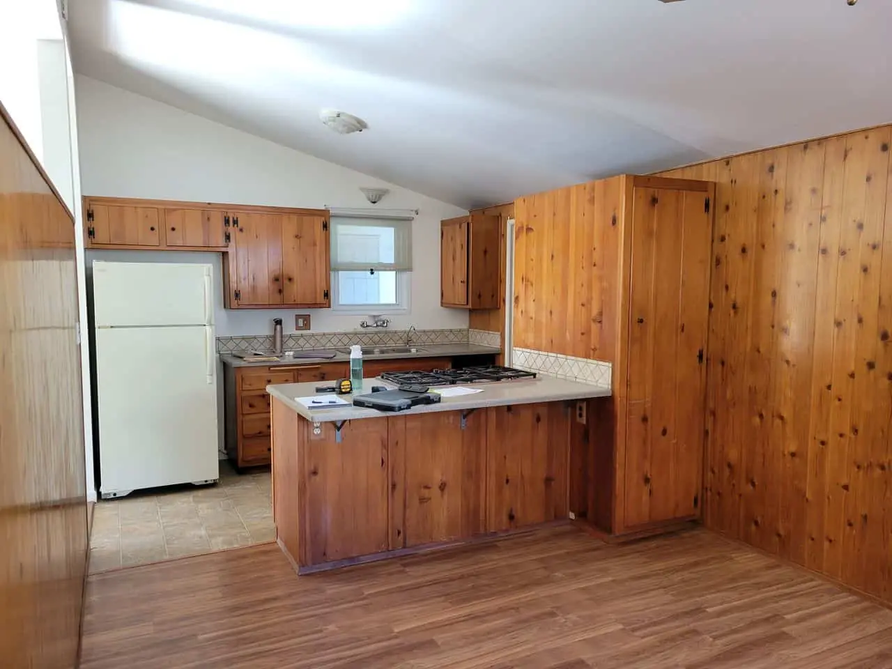 kitchen with a small window