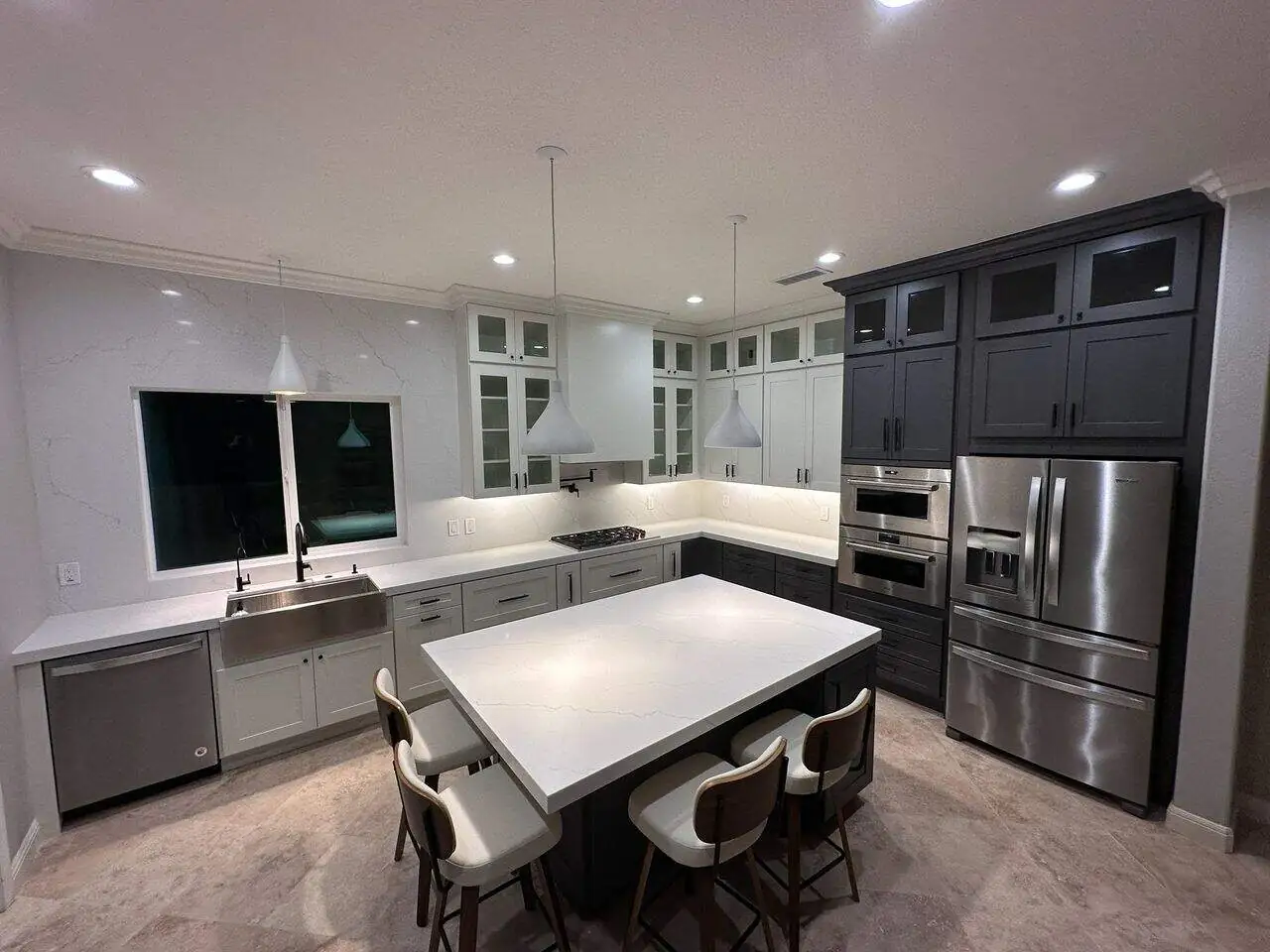 kitchen workspace with lighting