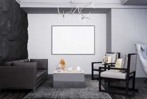 hall with black rock imitation