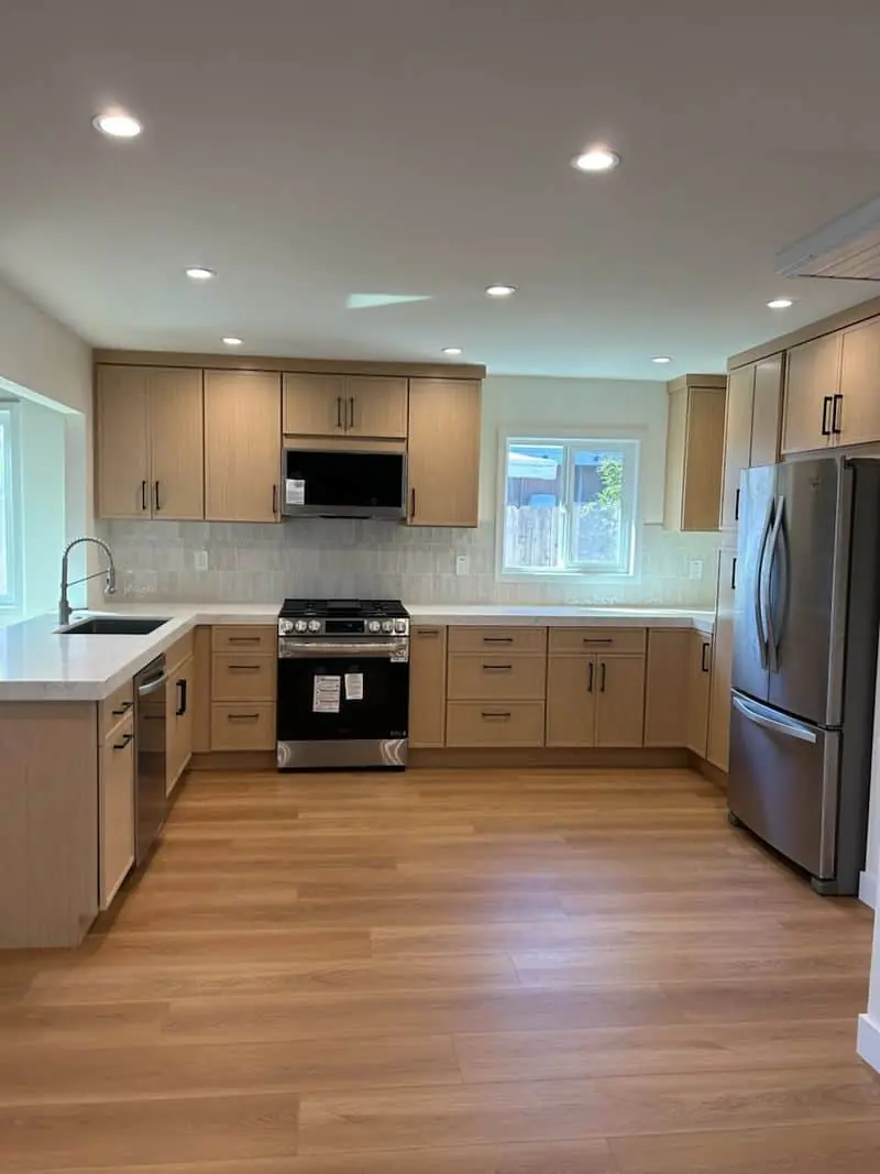 u-shaped beige kitchen