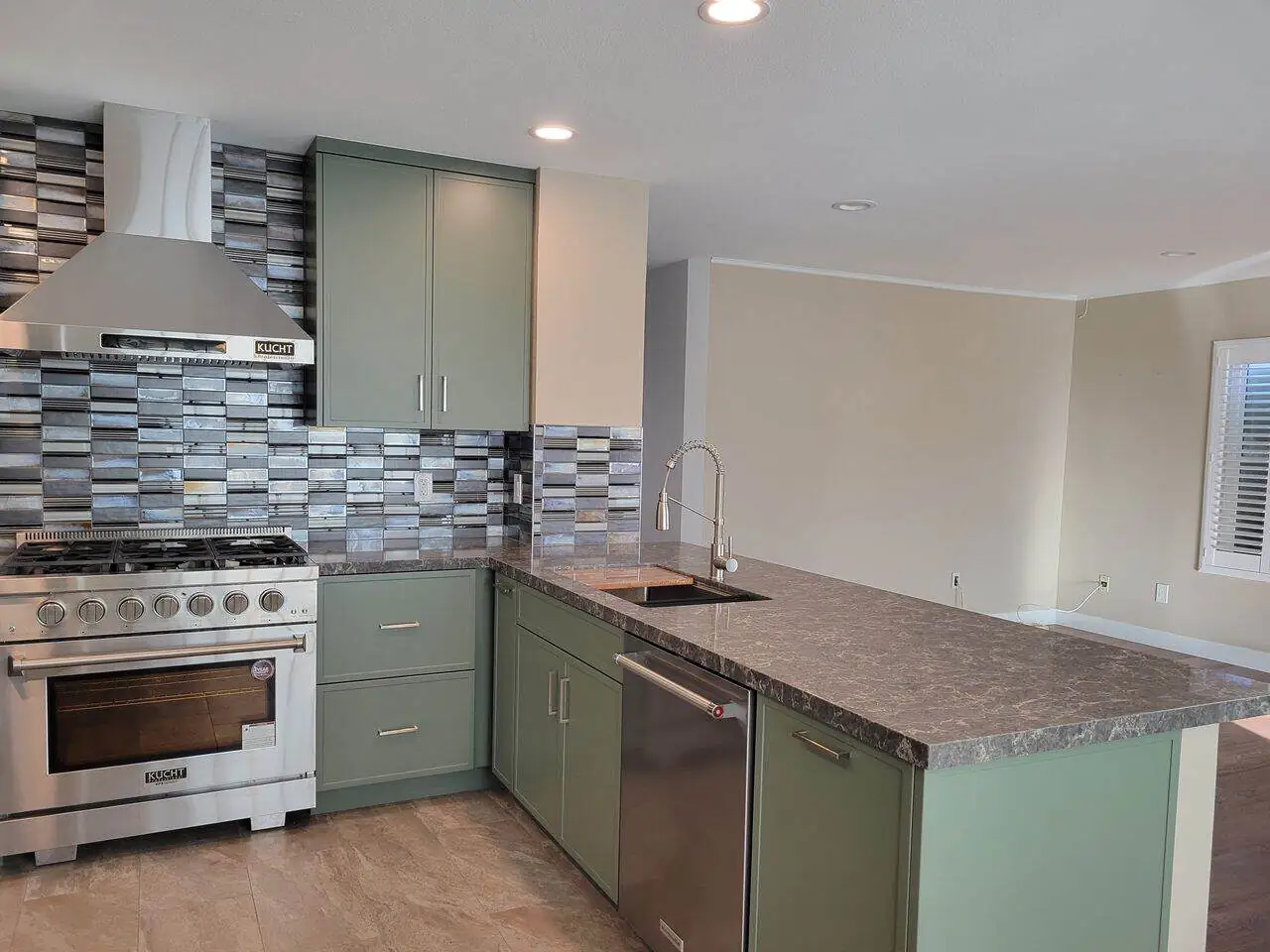 kitchen with olive facades