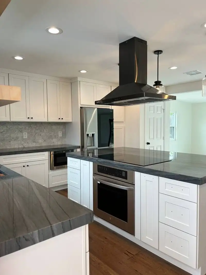 l-shaped kitchen with an island